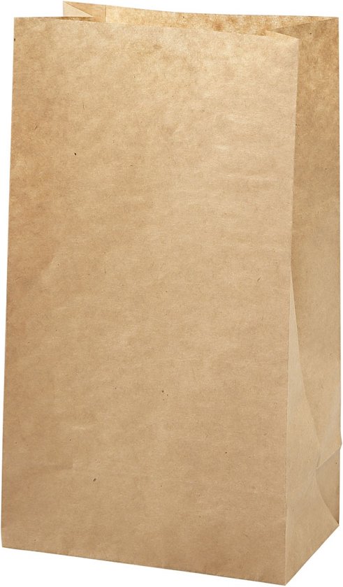klep stoom ik ben ziek Creotime Papieren zakken, afm 15x9x27 cm, bruin, 100 stuks | bol.com