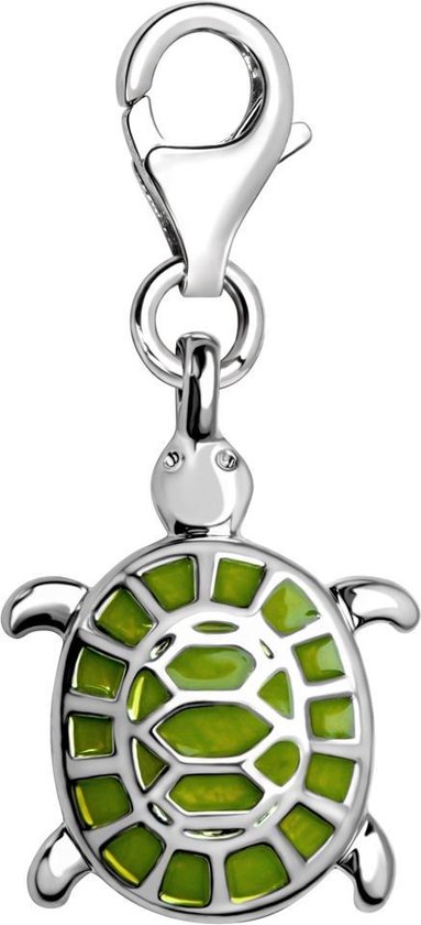 Quiges - Charm Charm Pendant Silver Plated 3D Turtle Green - Ladies - Silver Plated - QHC138