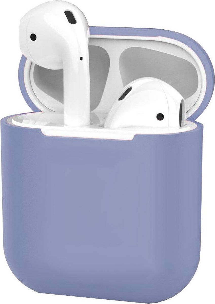 Hoesje - Geschikt voor Apple Airpods 1 / 2 - Siliconen Dun Met Clip - Case Cover - Silicone Hoes - Lila