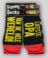 Sokken - Funny Socks - Liefste Opa van de wereld! - In cadeauverpakking met gekleurd lint