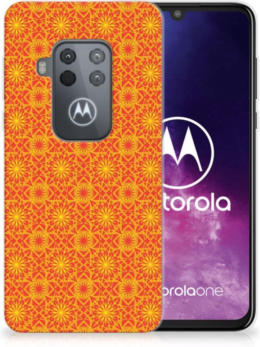 Back Cover voor Motorola One Zoom TPU bumper Batik Oranje
