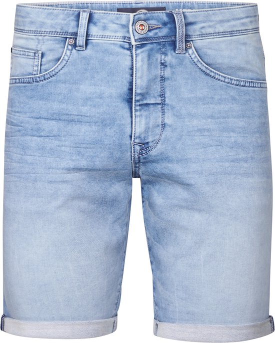 Petrol Industries Heren Denim Short - Slim Fit - Stretch - Korte Broek - Elastische Tailleband - Spijkerbroek - Herenkleding - Blauw - Maat L