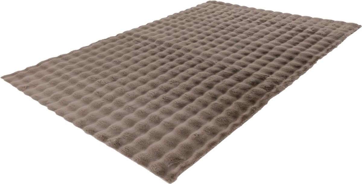 Lalee Harmony - 3d Vloerkleed - Tapijt – Karpet - Hoogpolig - Superzacht - Fluffy - Shiny- 3d blokjes- rabbit- 200x290 cm Taupe