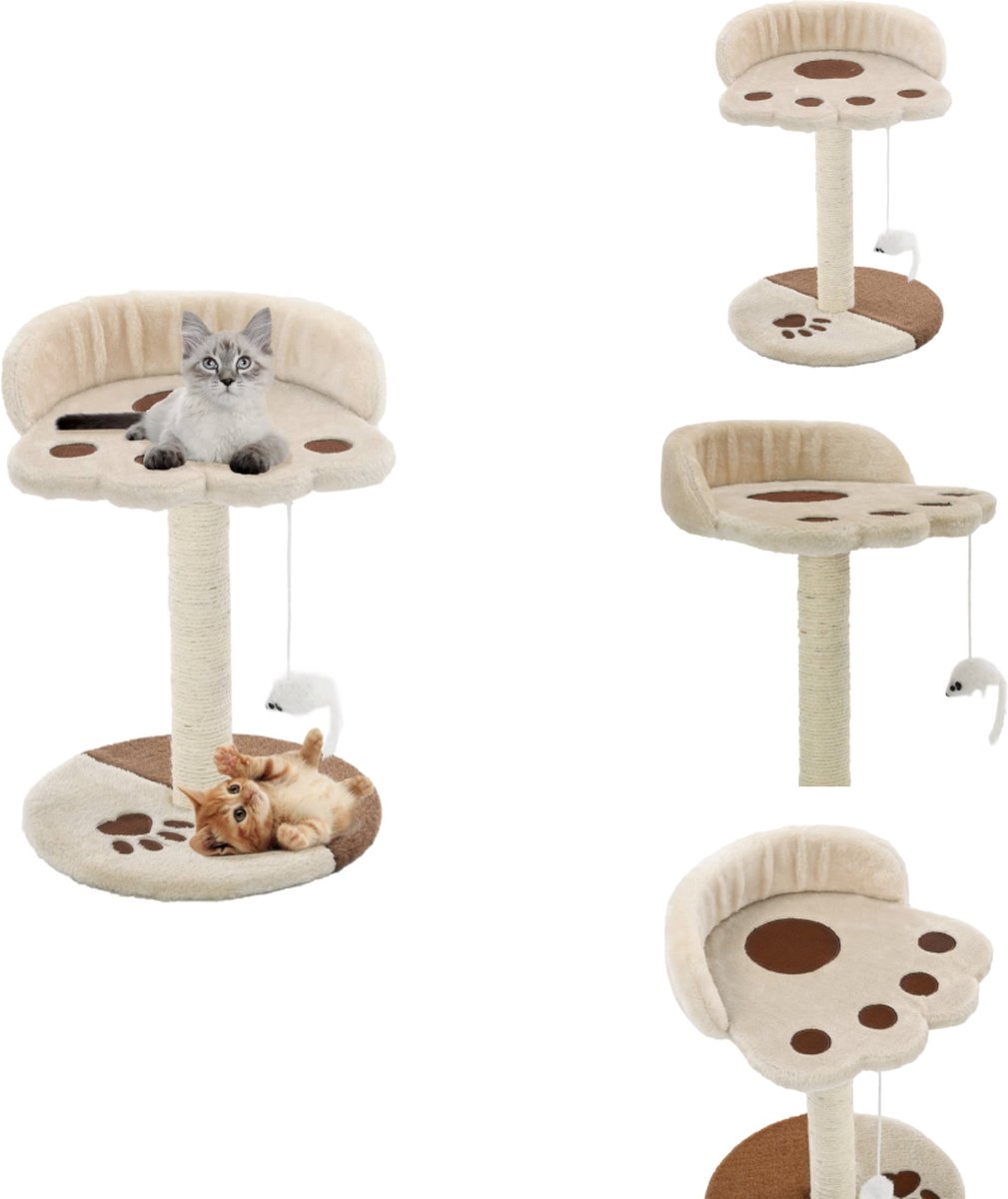 vidaXL Kattenmeubel – Kattenmeubels – Kattenmeubelen – Kattenmeubilair – Kattenkrabpaal met sisal krabpaal 40 cm beige en bruin