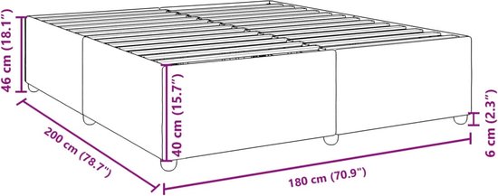 vidaXL - Cadre de lit - sans - matelas - tissu - gris foncé - 180x200 - cm