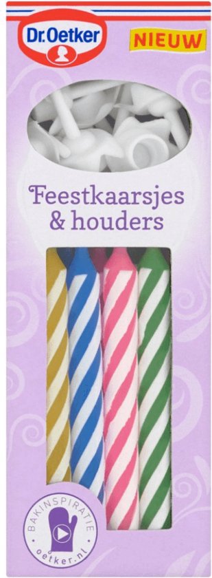Foto: Dr oetker taartkaarsjes 24 feestkaarsjes en 12 houders