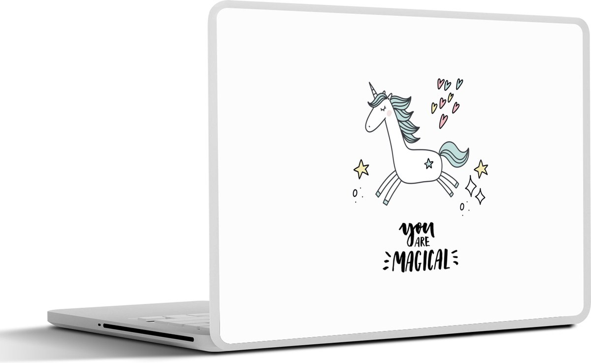 Laptop sticker - 15.6 inch - Unicorn - Kinderen - Quotes - You are magical - Meisjes - 36x27,5cm - Laptopstickers - Laptop skin - Cover