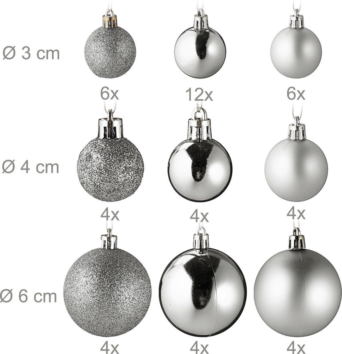 Kerstballen set van 100 - plastic - mat - glanzend - glitters - 10 designs - paars – foto 4