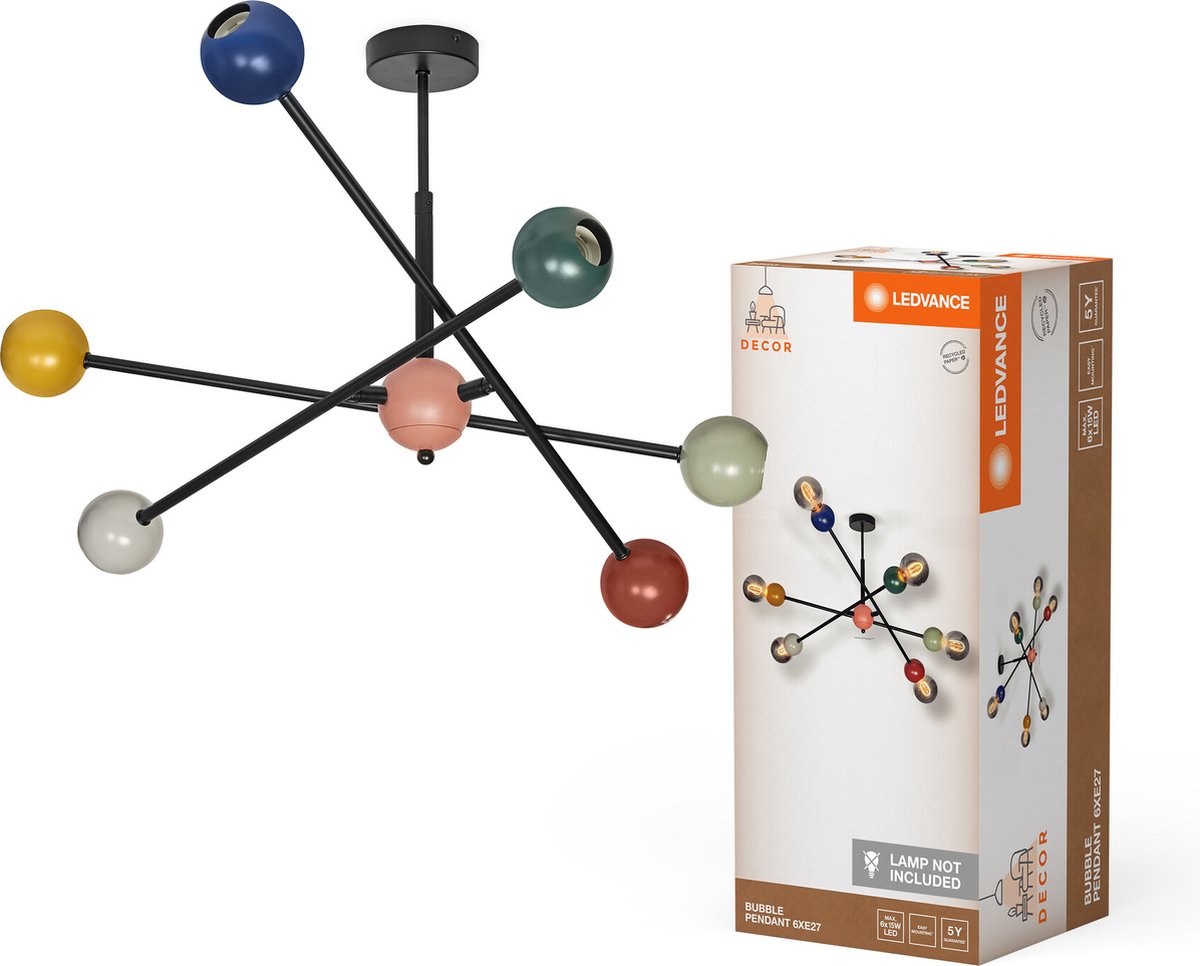 LEDVANCE Decor Bubble Hanglamp 6XE27 Multicolor