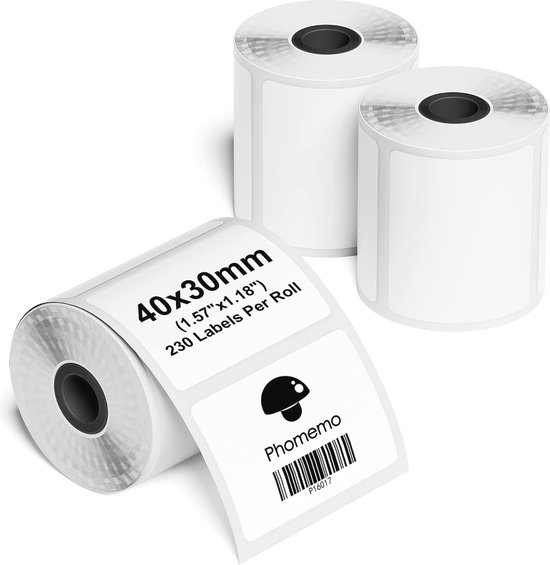 6-pack Phomemo M120/M110 printeretiketten, 40x30 mm zelfklevende directe thermische etiketten Printerlabelpapier voor Phomemo M110/M120/M220/M200 labelmaker