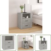 The Living Store Table de chevet Gris béton - Bois d'ingénierie - 50 x 36 x 60 cm