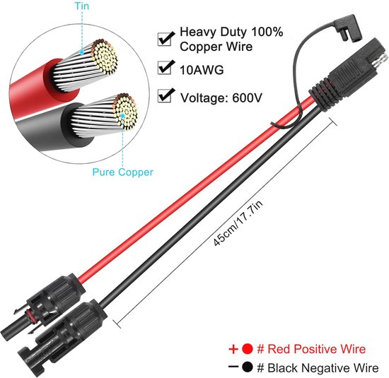 60 Cm Zonnestekker Naar Anderson 50A Kabel - 10 AWG Verlengkabel Zonnepaneel Voor Camper & Generator