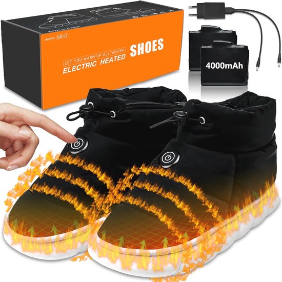 ZONSUSE Verwarmde sneeuwlaarzen, verwarmde laarzen voor heren en dames, oplaadbare thermische laarzen, verwarmde elektrische schoenen, 7,4 V, 3000 mAh, met EU-adapter, voor de jacht op