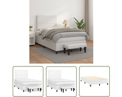 vidaXL Boxspring - Boxspringbed - Boxspring met matras kunstleer wit 120x200 cm - Bed - Tweepersoonsbed - Witte Bed