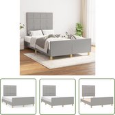 Cadre de lit avec tête de lit The Living Store - gris clair - 203 x 126 x 118/128 cm - convient pour matelas 120 x 200 cm - tête de lit réglable - pieds robustes - sommier à lattes en contreplaqué - soutien confortable