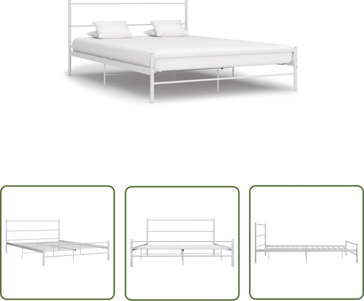 vidaXL Bedframe metaal wit 100x200 cm, eenpersoonsbed, bed, bedombouw