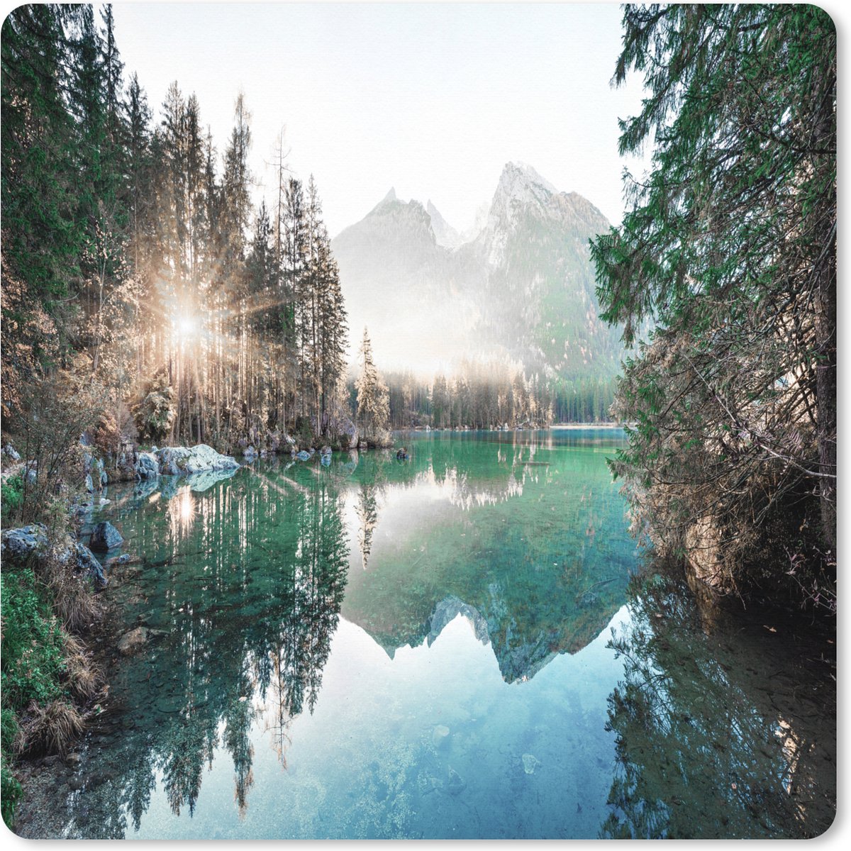 Muismat XXL 50x50 cm - Bureau onderlegger - Bureau mat Natuur - Bomen - Bergen - Meer - Bureaumat - Gaming mousepad xl - Bureaulegger groot - Computer deskmat