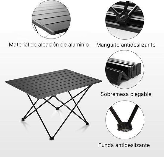 Campingtafel inklapbaar en in hoogte verstelbaar van aluminium voor picknick - tuintafel voor draagbaar feest zwart S vouwtafel van Merkloos — afbeelding 5