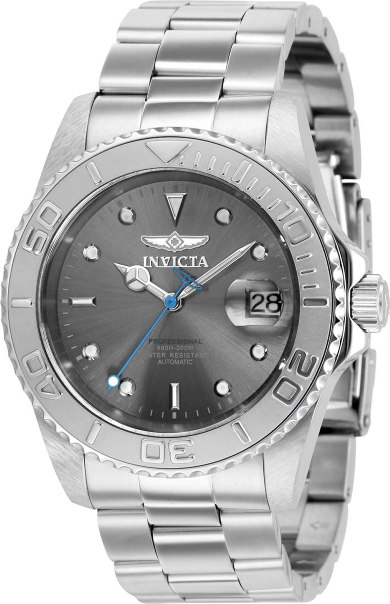 Invicta Pro Diver 36748 Heren Horloge - Waterdicht - Analoog - Automatisch Uurwerk - Roestvrij Staal met grijze Wijzerplaat -