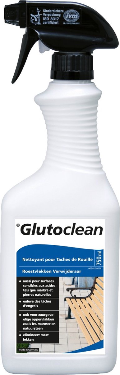 Goedkoopste Glutoclean roestvlekken verwijderaar - zuurvrij - voor alle stenen oppervlakken - 750 ml