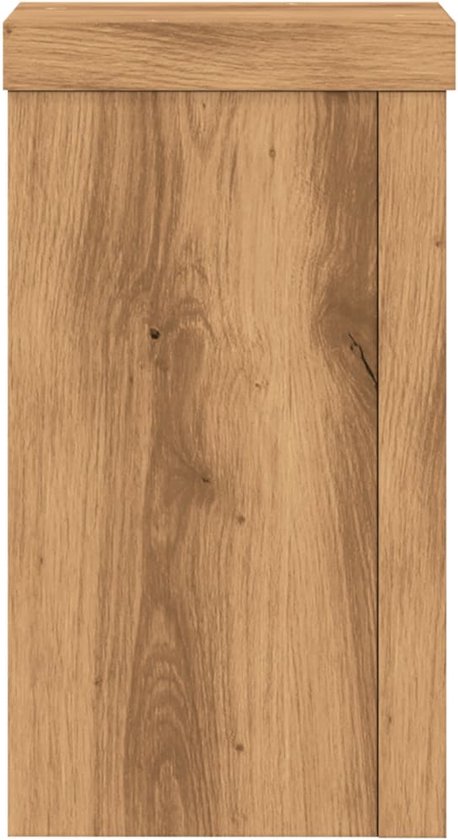 Houten plantenstandaard met eikenlook, 10x10x18 cm.