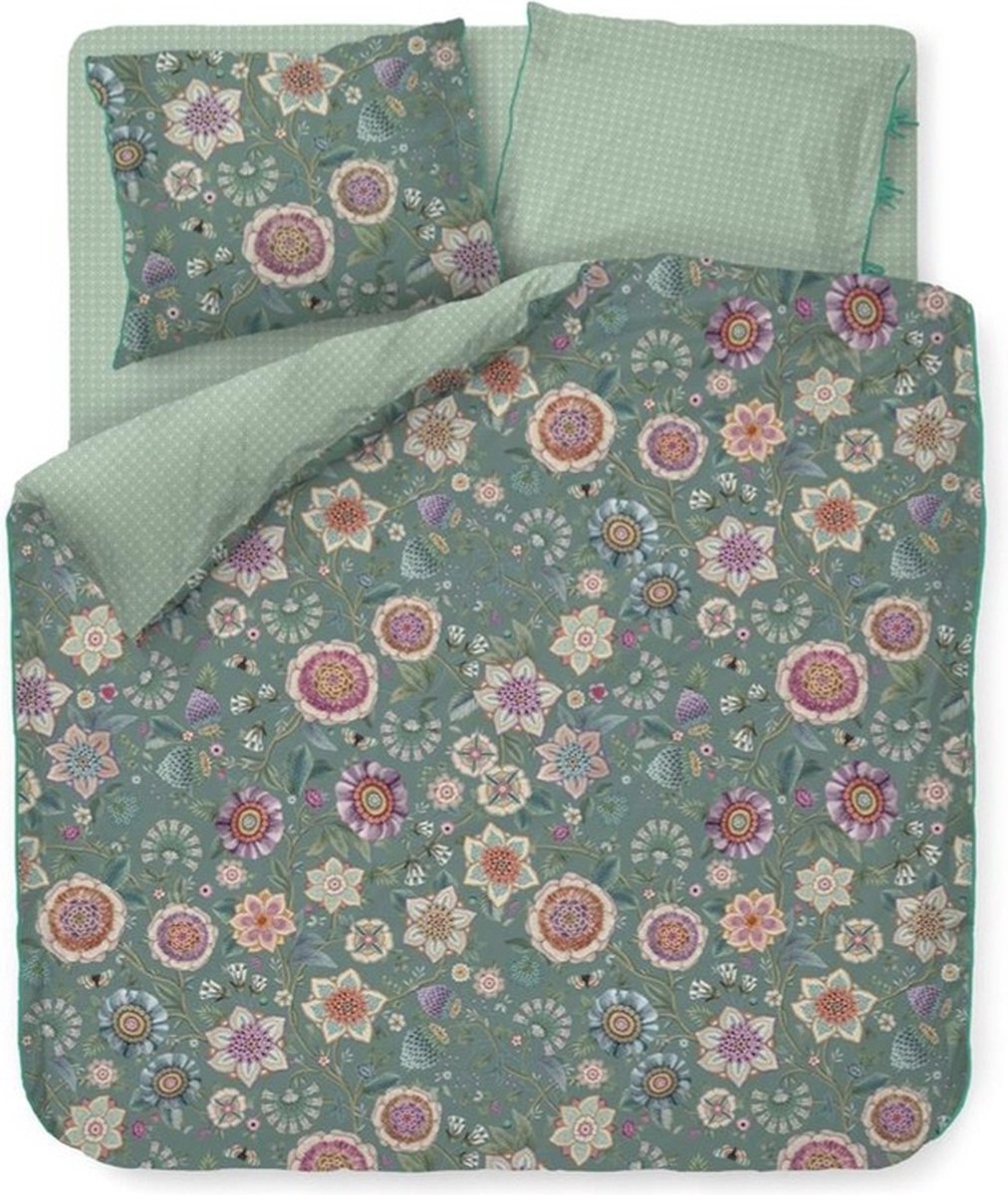 Pip Studio Viva Las Flores Dekbedovertrek - Lits-jumeaux - 240x200/220 cm - Groen
