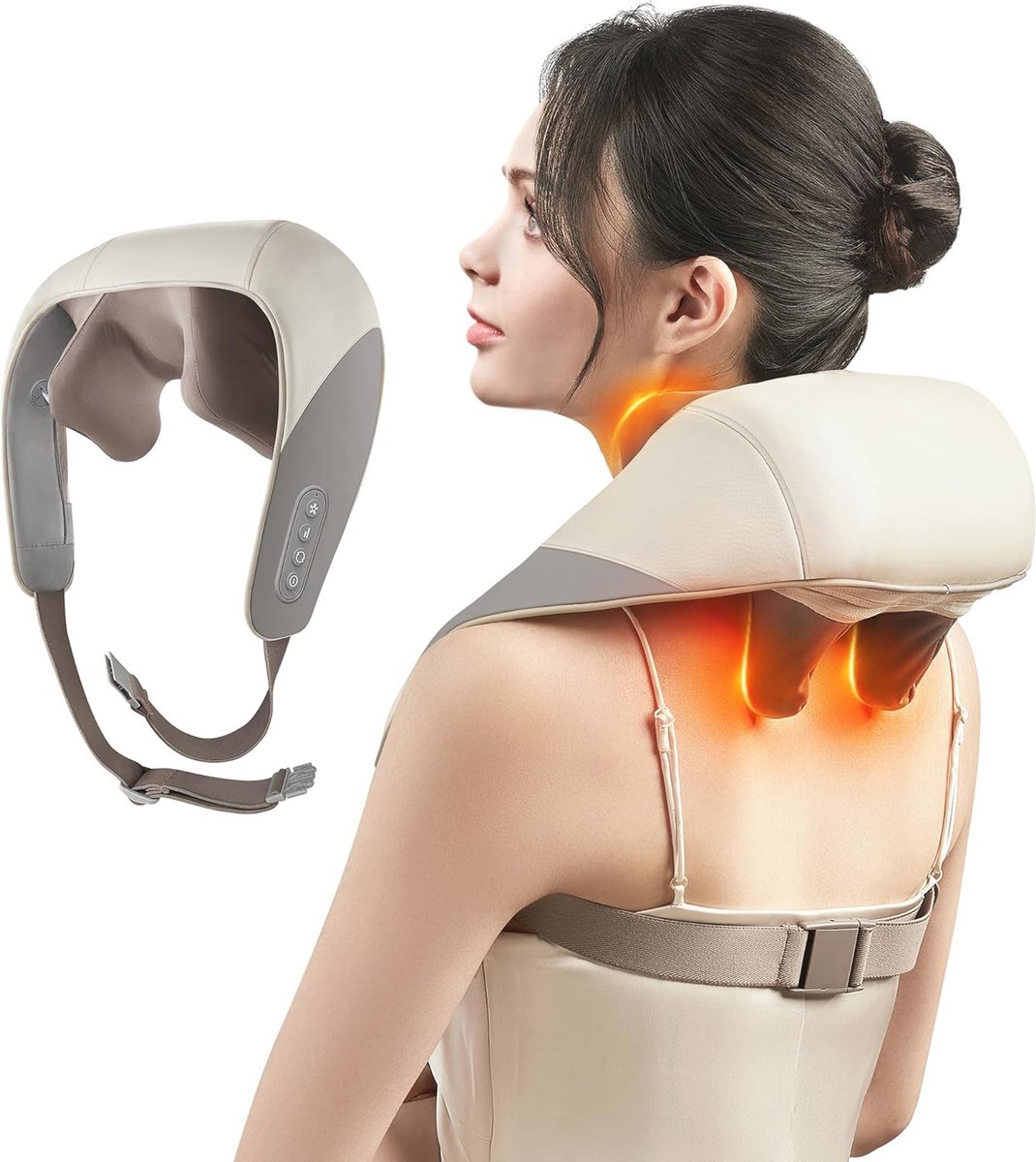 Mini Shiatsu Nekmassageapparaat met Warmte - Elektrische Massager voor Nek, Rug en Schouders - Diepweefsel Pijnverlichting
