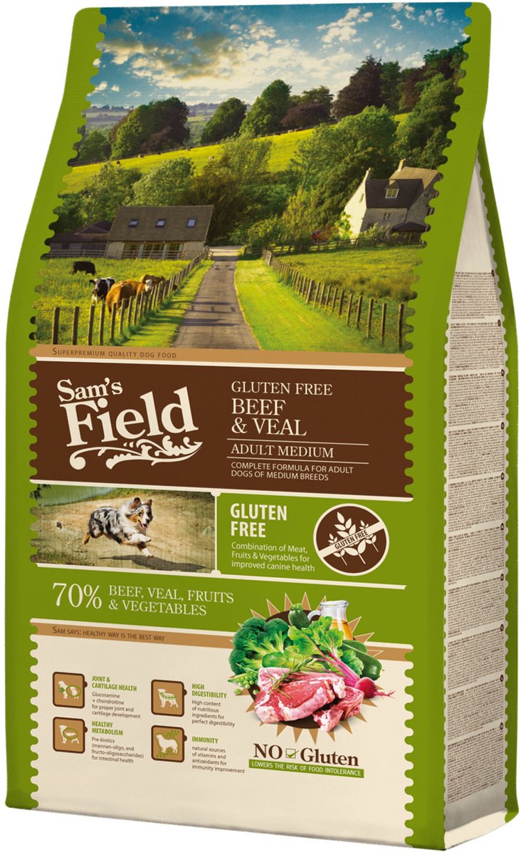 Sam's Field Adult Medium Rund&Kalf&Aardappel - Hondenvoer - 2.5 kg