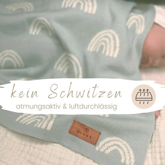 Biologisch Katoenen Babydeken 75x100cm - Knuffeldeken met Regenboogdesign voor Pasgeborenen van Little Dutch — afbeelding 4
