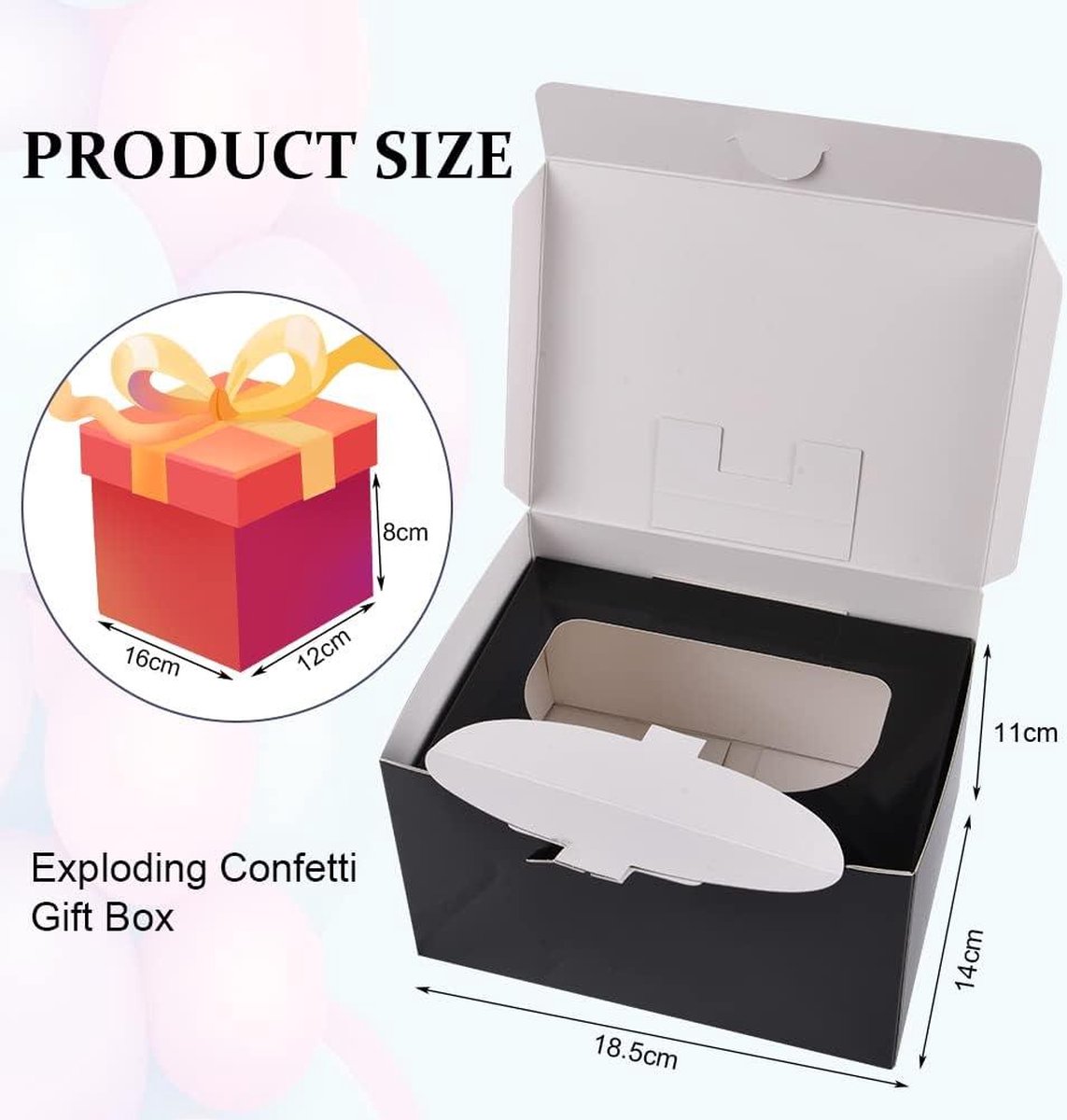 DGUSO Surprise Box exploderende confetti, geschenkverpakking voor verjaardag, geschenkdoos, doe-het-zelf pop-up-verrassingsdoos, romantische cadeau-ideeën voor vrouw, man, collega's en kinderen (17,8