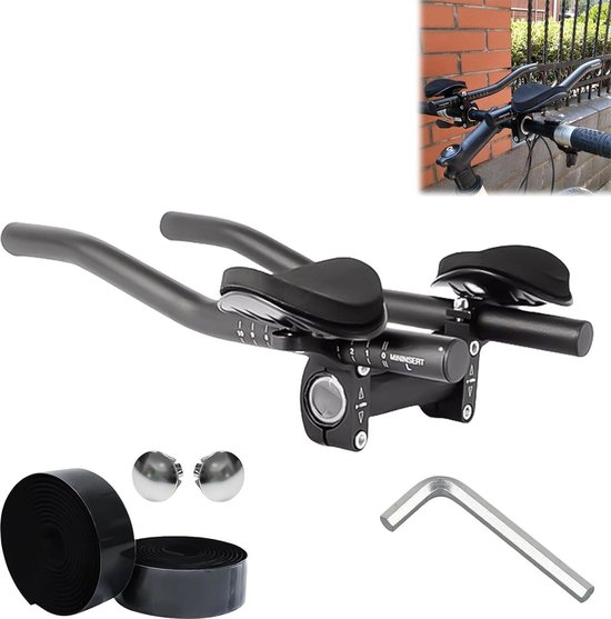Wopohy Aero Fietsstuur, geïntegreerd fietsstuur, verstelbaar triathlon-stuur, aluminiumlegering, voor racefietsen en mountainbikes