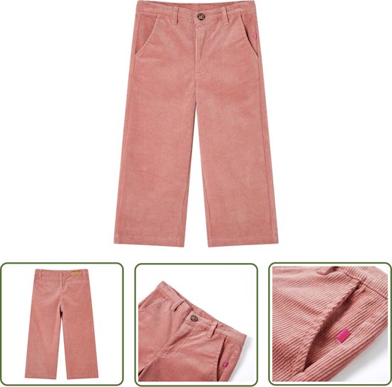 Rolanko Cordbroek voor meisjes, pull-on elastische taille, rechte pijpen, afgesneden lange broek voor kinderen, olijfgroen, 6-7 Jaar