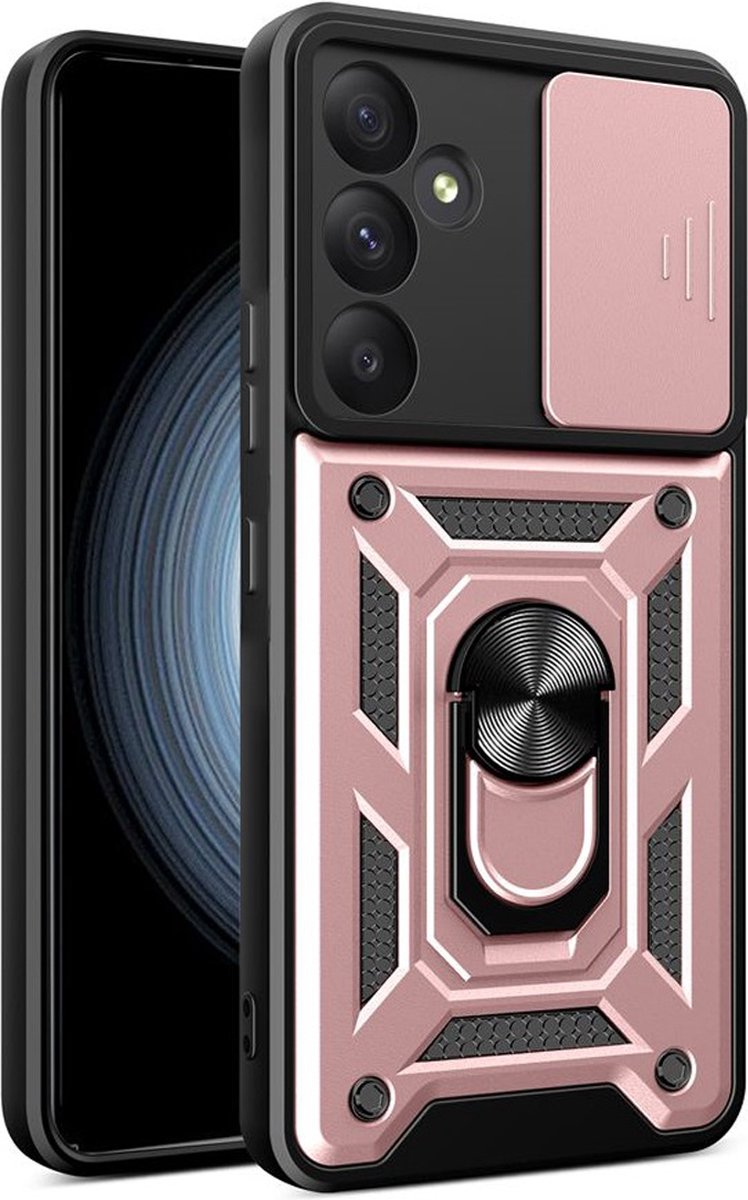 MobyDefend Hoesje - Geschikt voor Samsung Galaxy A55 - Pantsercase Met Draaibare Ring - Rosé
