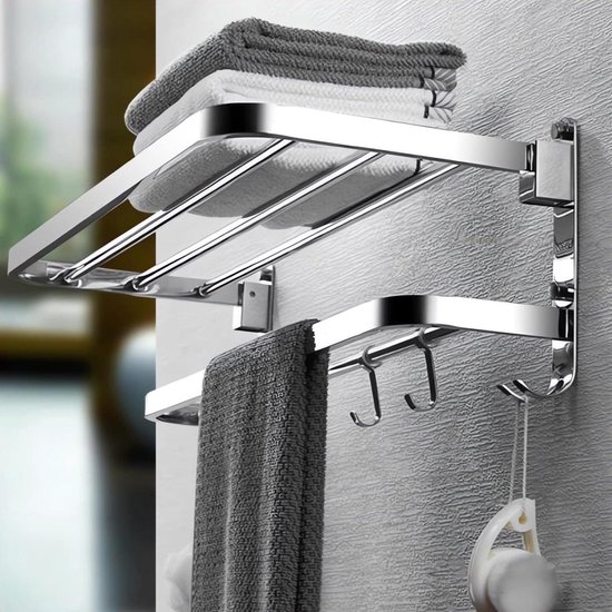 Badkamer Handdoekrek 3 Lagen Punch-Gratis Handdoekhouder Doucherek Badkamer Opbergplank Home Organizer Accessoires kopen vanaf een prijs van 47