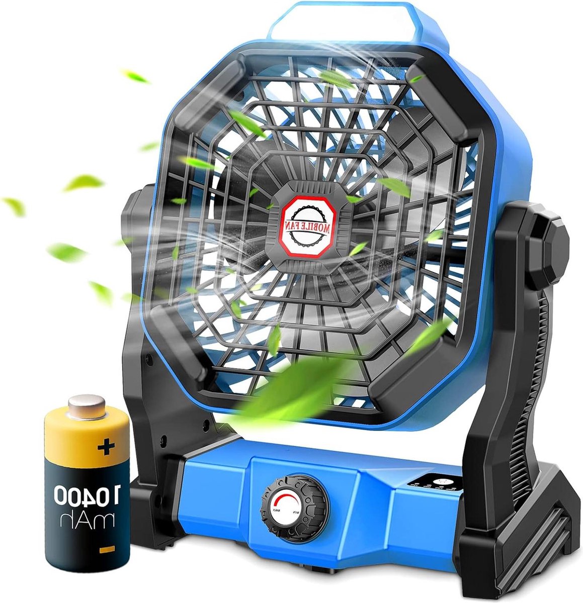 Stil 10400 mAh draagbare ventilator met ledlicht 270 graden draaibaar USB oplaadbaar haak voor yoga blauw Auto Ventilator
