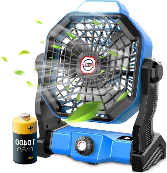 ELZO USB-ventilator, 12.000 mAh, mini-tafelventilator, stil, klemventilator met 3 snelheden/ledlicht, 360 graden draaibaar, draagbare ventilator met afstandsbediening
