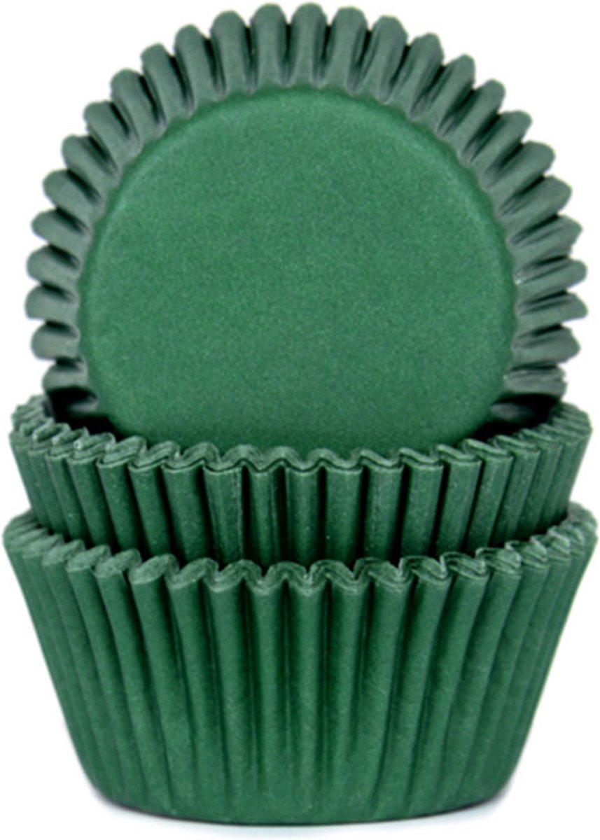 House of Marie - Mini Cupcakevormpjes - Donkergroen - pk/60