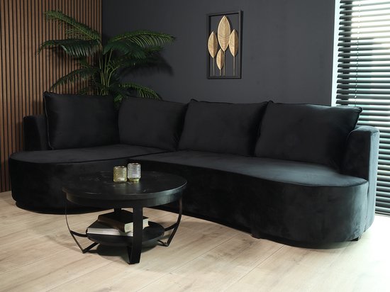 Hoekbank rond Lando 270cm bank met ronding zwart velvet bankstel links ...