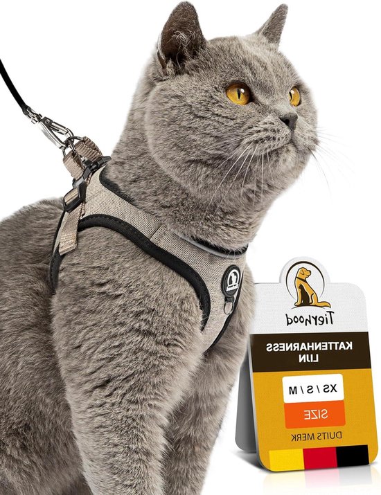 Kattenharnas en riemset met AirTag-houder, ontsnappingsbestendig Kattenharnas en riemset met AirTag-houder, ontsnappingsbestendig