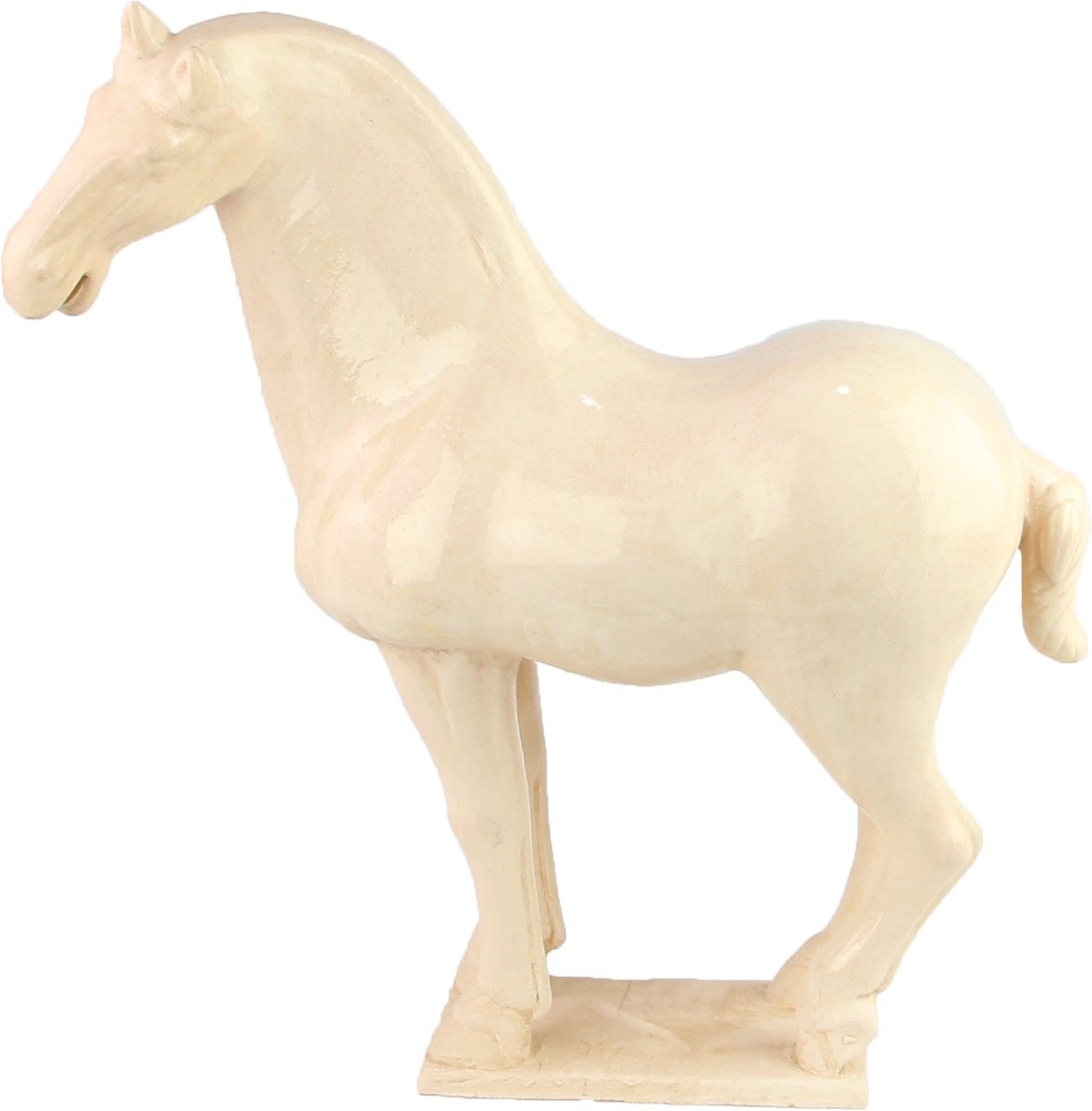 Fine Asianliving Chinese Horse Tang Dynasty Terracotta Pottery White Hoof Down Handmade W44xD14xH42cm