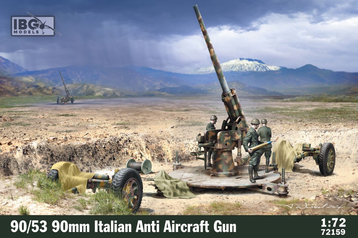 IBG Models Modelbouwpakket Militaire voertuigen - 72159 Cannone da 90/53 - 90/53 90 mm Italiaans Luchtafweergeschut Plastic - 1:72 - Modelbouw