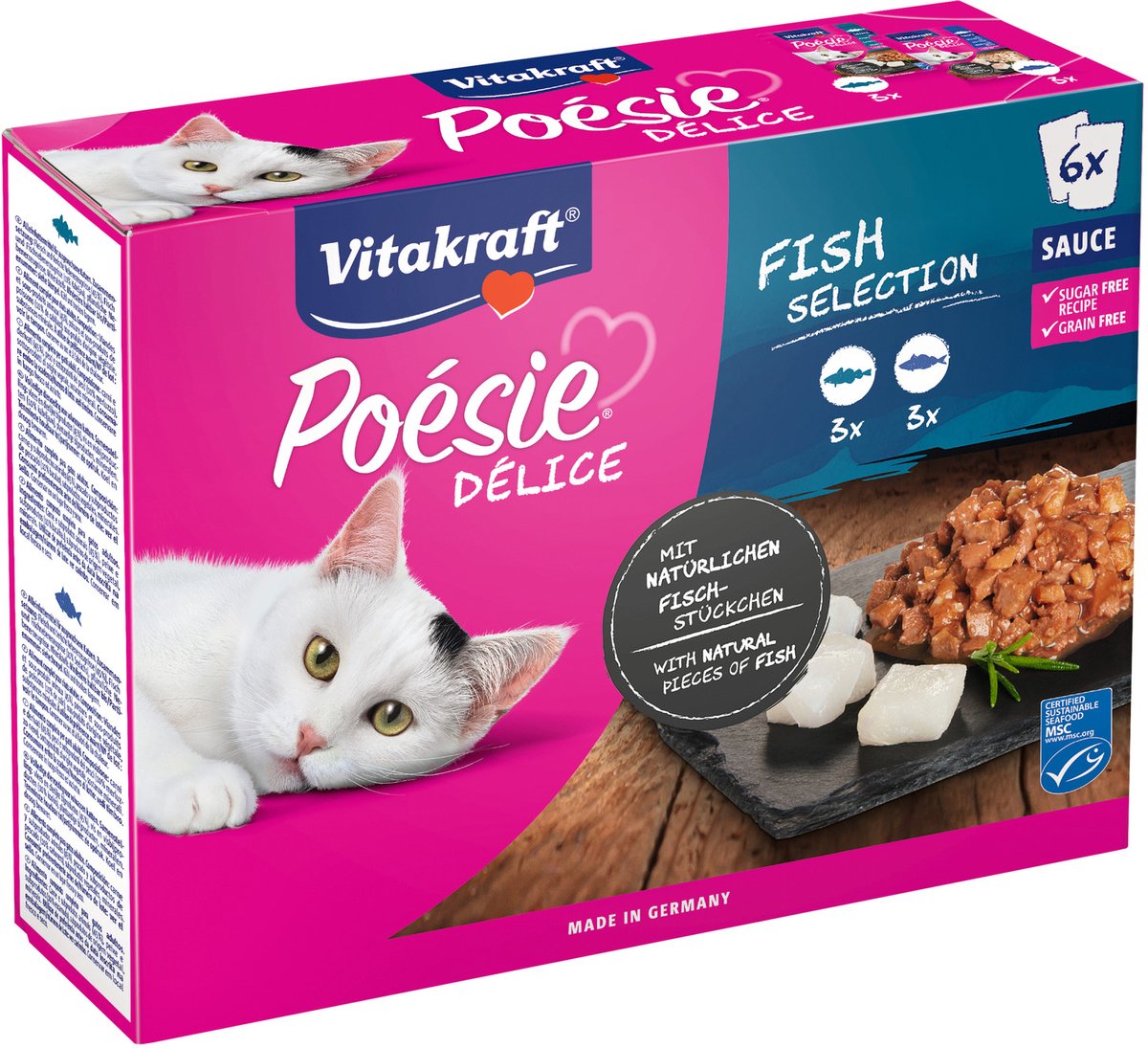 Vitakraft Poésie Délice met vis natvoer kat multipack (6 x 85 g) 1 verpakking (6 x 85 g)