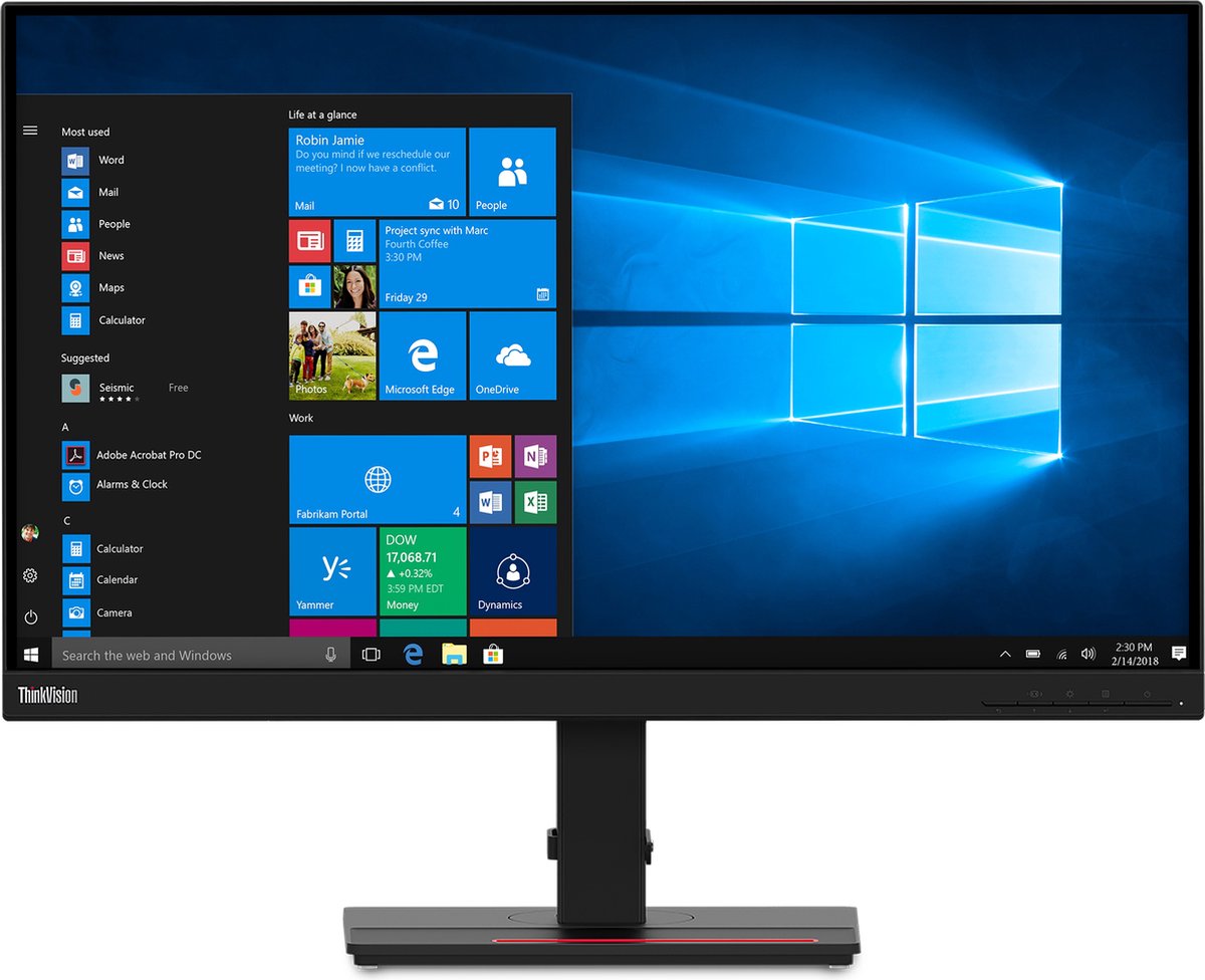 Lenovo ThinkVision T27q-20 68,6 cm (27") 2560 x 1440 Pixels Quad HD LCD Zwart