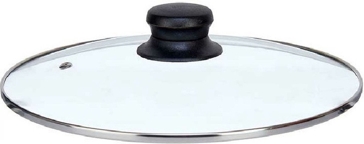 Kinvara universele pannendeksel voor pannen van 24 cm - glas - stoomgaatje - D24.5 x H6 cm