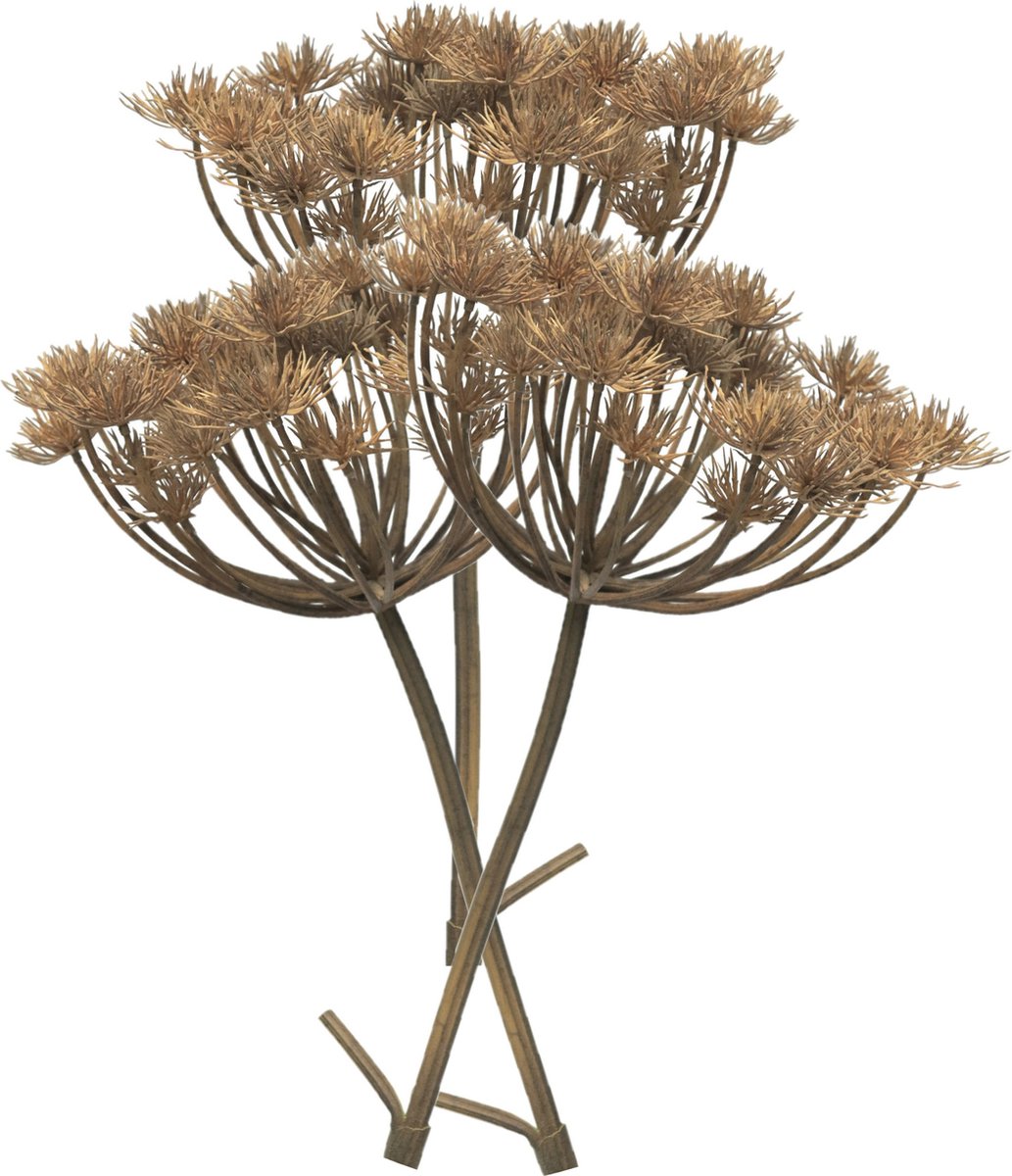 Bellatio Design Kunstbloem/kunsttak Berenklauw/heracleum - 3x - 98 cm - losse steel - kunst zijdebloem takken