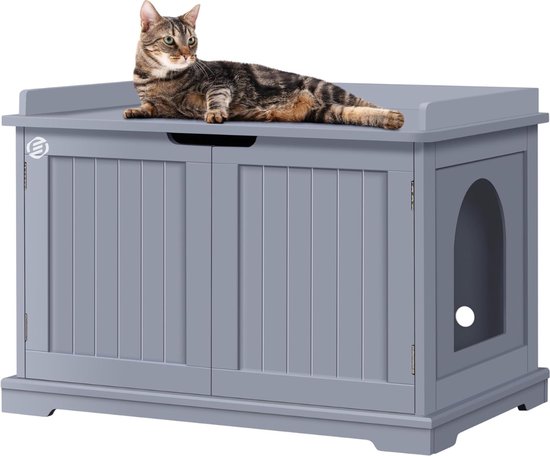Yaheetech Cat House, Cat Litter Box, Cat Cabinet for Cat Toilet and Small Cats, Cat Toilet with Open Shelf, Side Table, 52 × 49 × 64.5 cm