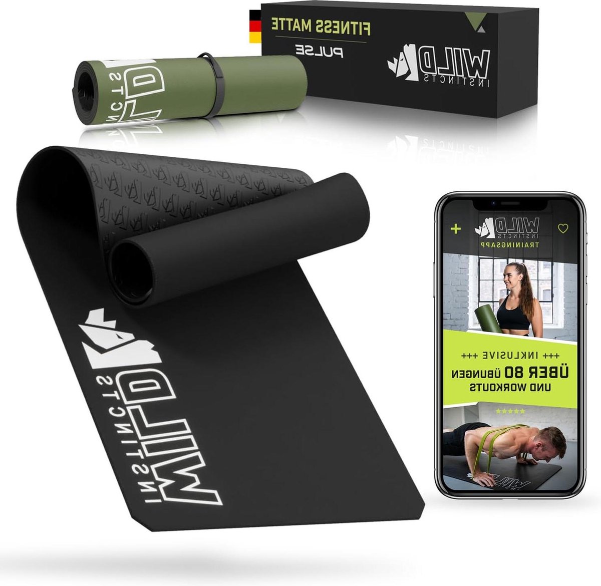 Fitnessmat 185 cm x 66 cm - 7 mm dik - antislip trainingsmat - sportmat voor thuis - yogamat - fitness - antislip