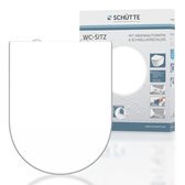 SCHÜTTE WC-Bril 82910 D-SHAPE WHITE - Duroplast - D-vorm - Soft Close - Afklikbaar - RVS-Scharnieren - Gelakt - Wit