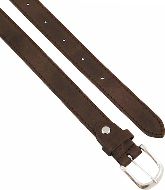 Riem Femme Landley Marron Cuir - Cousue tout autour - Ceinture femme - Largeur 2,5 cm - Marron - Longueur totale 100 cm / Taille ceinture 85