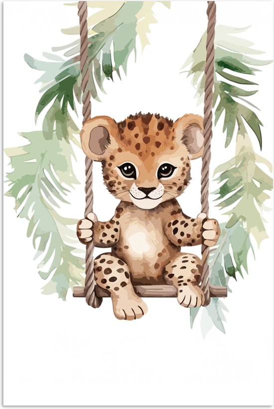 Foto: Poster 40x60 cm luipaard dier kinderen jungle kinderkamer babykamer posters kamer decoratie accessoires wanddecoratie kinderkamer muurdecoratie babykamer